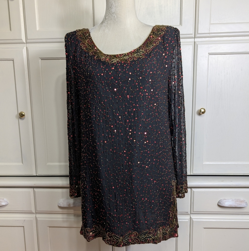 Stenay Beaded Sequin Top - image 1